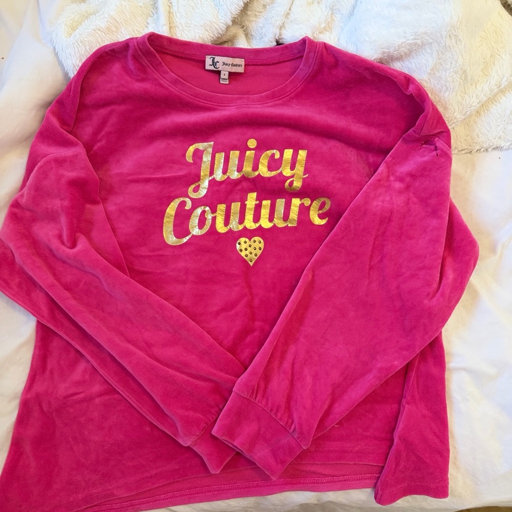 Juicy Couture Fuchsia Velour Top with Gold Accents
